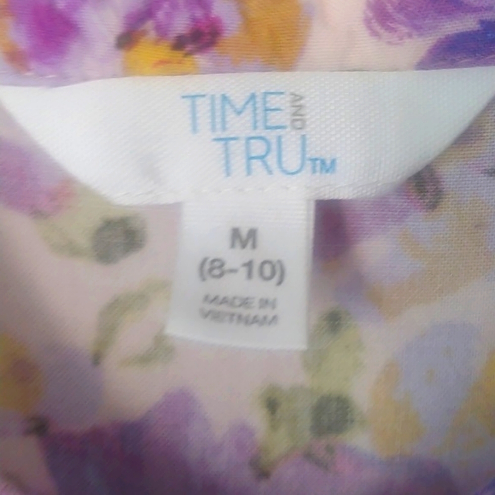 Time and Tru Purple Pink Casual Sundress with Mandarin Collar - Picture 3 of 6
